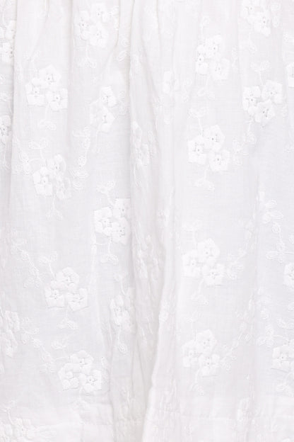 Camila Open Back Top - White Embroidery