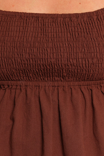 Jemima Puff Sleeve Top - Chocolate