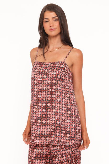 Lexi Top - Red Geometric