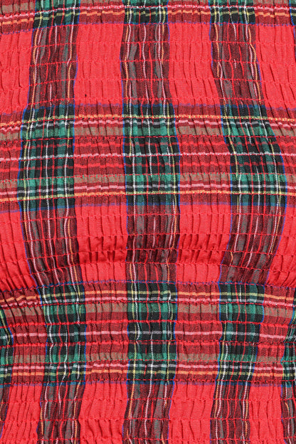 Lillee Ruched Top - Red Plaid