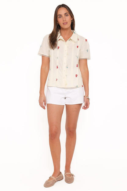 Lucile Embroidered Shirt - Light Yellow