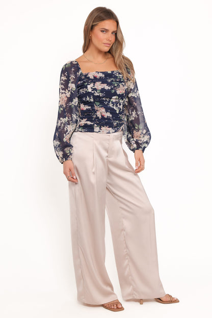 Maia Long Sleeve Top - Navy Floral