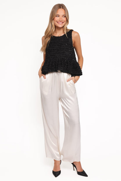 Meira Peplum Drop Hem Tank Top - Black