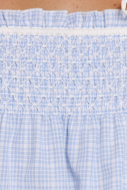 Mireille Baby Doll Top - Blue Gingham