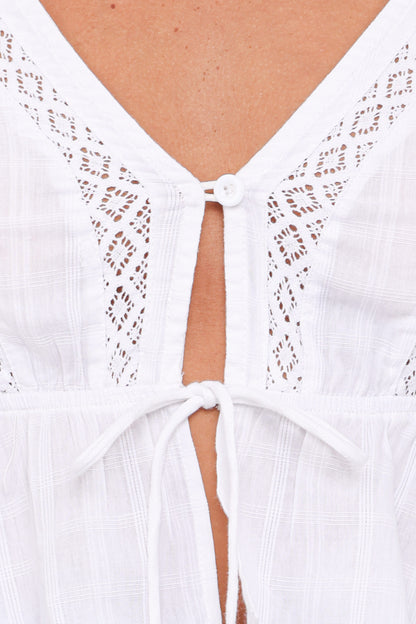 Reed Long Sleeve Top - White