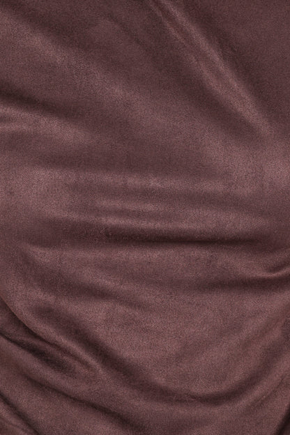 Vaila Faux Suede Off Shoulder Top - Chocolate