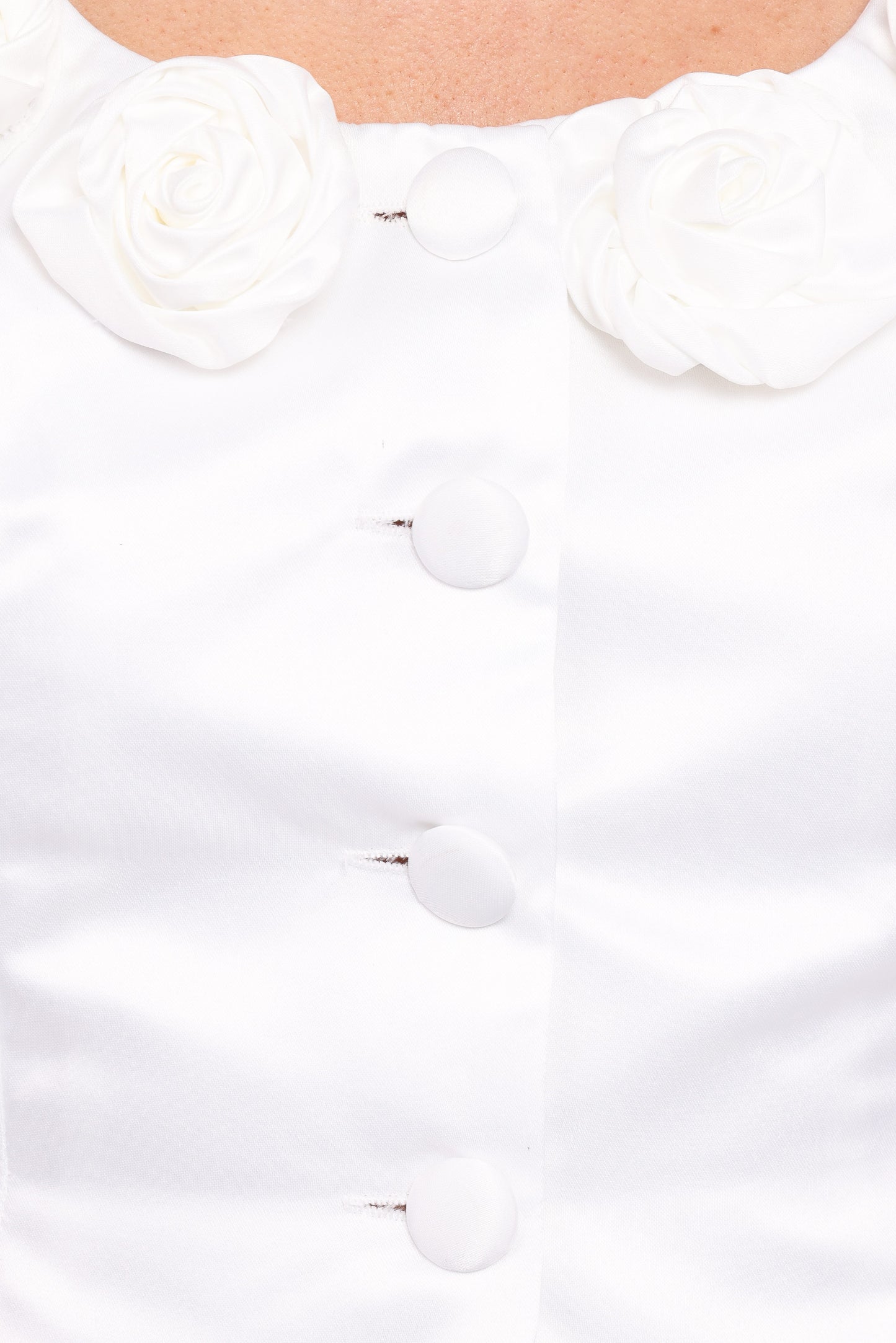 Xara Satin Vest with Rosettes - Ivory