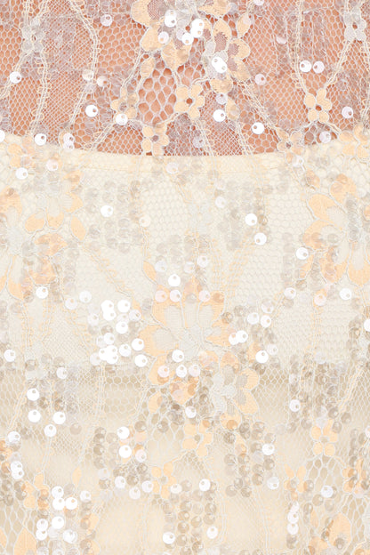 Yonder Sheer Lace Tee Top - Pale Yellow