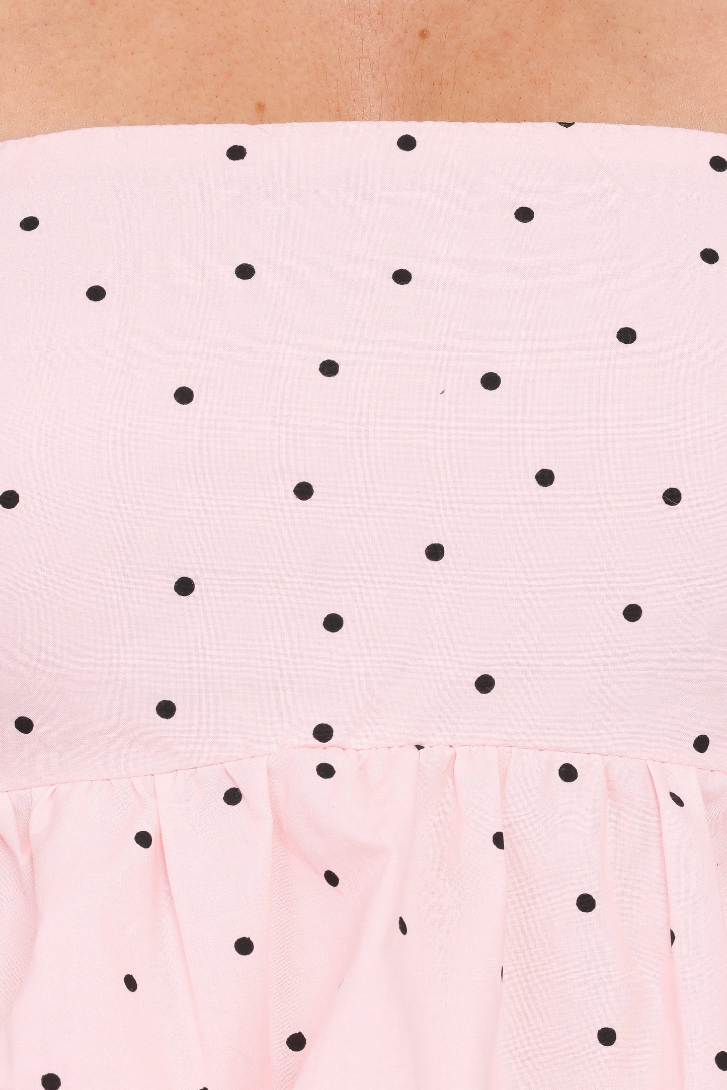 Yvanna Bubble Hem Top - Pink Dot