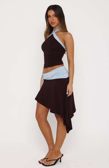 Babyfire Mini Skirt Choc/Baby Blue