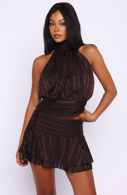 Brightened My Day Halter Top Chocolate
