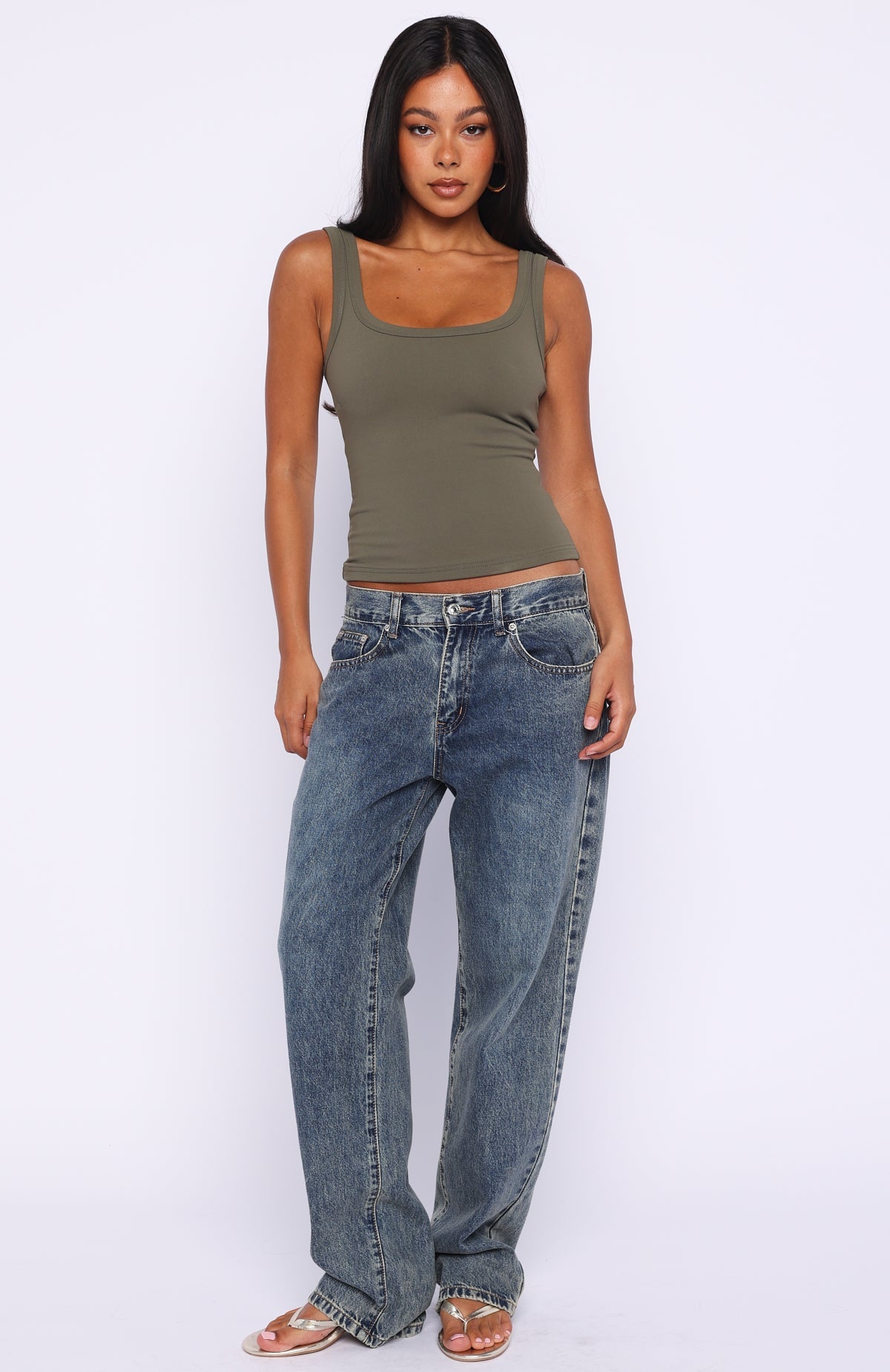 Chill Vibes Tank Top Khaki