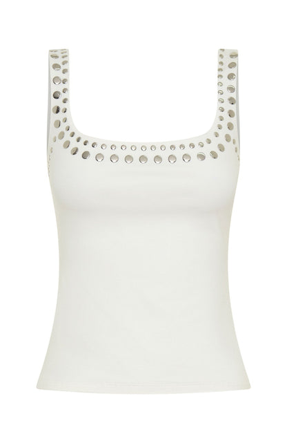Let's Play Studded Tank Top White