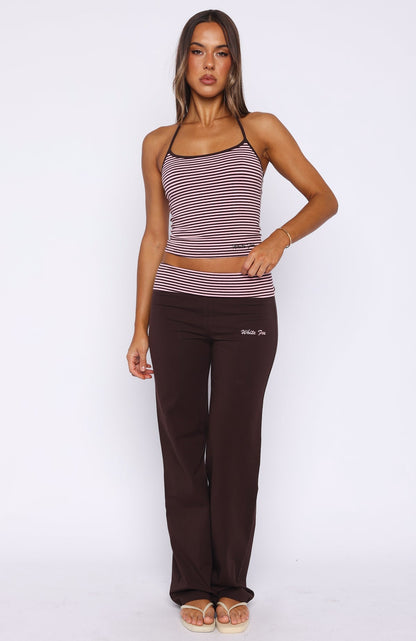 Lucky Charm Halter Top Choc / Pink Stripe