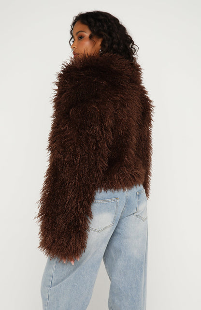 Weekend Away Faux Fur Jacket Chocolate