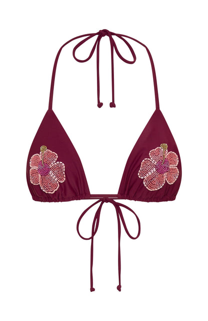 Yolanda Beaded Bikini Top Sangria