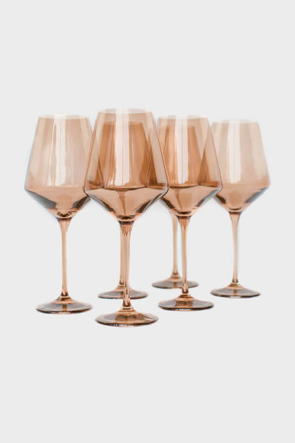 Amber Smoke Stemmed Glasses Set of 6