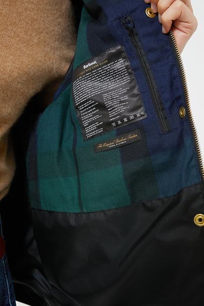 Black and Sage Tartan Catton Wax Jacket